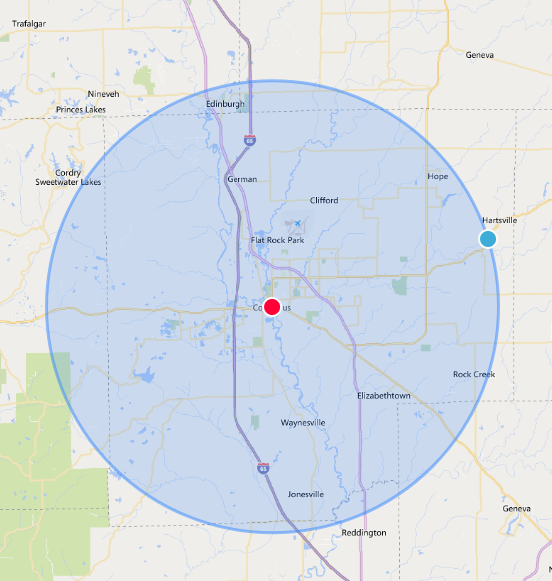 Map of Service Area - Columbus IN